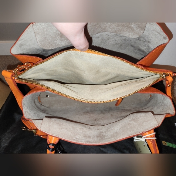 ***SOLD** Iacucci Pebbled Italian Leather Tote Satchel Bag in Orange; New w/Tags - Picture 10 of 16